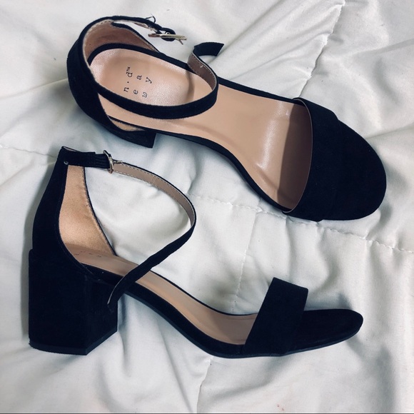 target black strappy heels